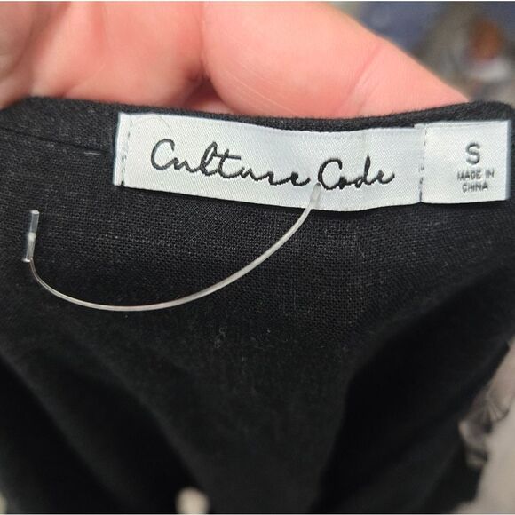 Culture Code Black Linen Wrap Dress Sz Small - Picture 5 of 6